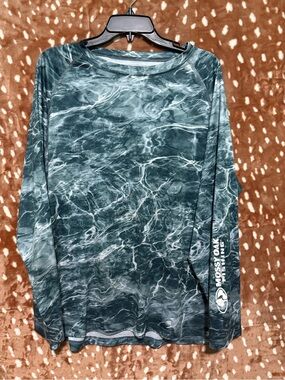 Mossy Oak Green Water-Pattern Long Sleeve dri-fit Shirt